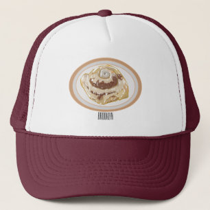 Cinnamon roll cartoon illustration trucker hat