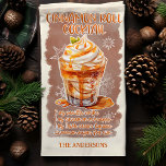 Cinnamon Roll Christmas Cocktail Recipe Custom Tea Towel<br><div class="desc">Add a sweet touch to your kitchen with this personalised Cinnamon Roll Christmas cocktail recipe kitchen towel. Featuring a delicious holiday-inspired cocktail recipe, this towel is the perfect blend of festive charm and practicality. Customise with your family name to make it a unique and special addition to your holiday decor....</div>