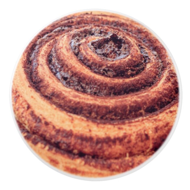 Cinnamon roll food brown ceramic knob (Front)