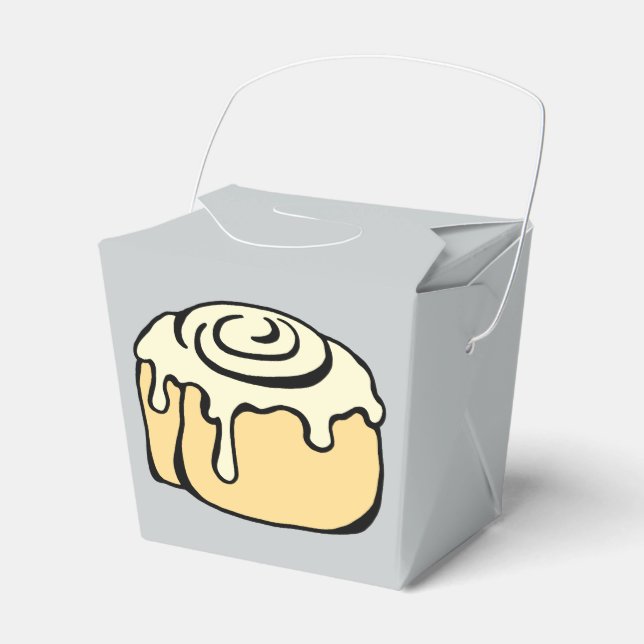 Cinnamon Roll Honey Bun Cartoon Design Grey Cute Favour Box (Front Side)