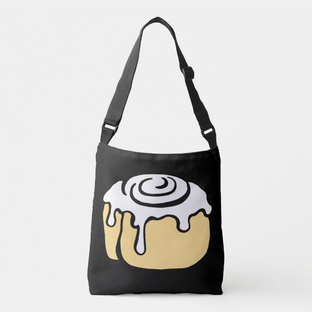Cinnamon Roll Honey Bun Cute Cartoon Design Black Crossbody Bag (Front)