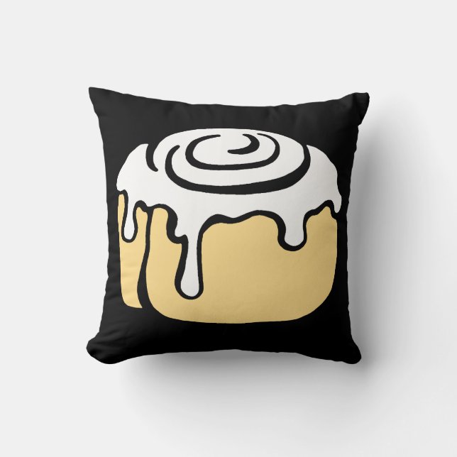 Cinnamon Roll Honey Bun Cute Cartoon Design Black Cushion (Front)