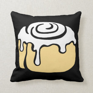 Cinnamon Roll Honey Bun Cute Cartoon Design Black Cushion