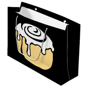 Cinnamon Roll Honey Bun Cute Cartoon Design Black Large Gift Bag