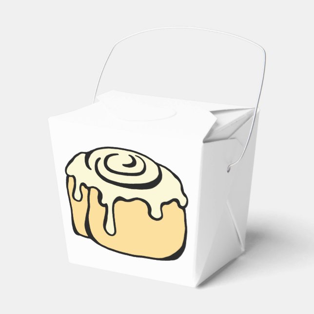Cinnamon Roll Honey Bun Cute Cartoon Design White Favour Box (Front Side)