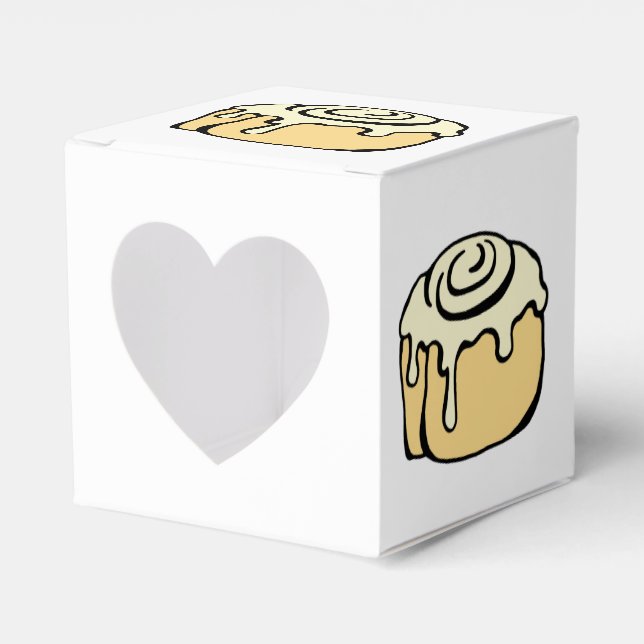 Cinnamon Roll Honey Bun Cute Cartoon Design White Favour Box (Front Side)