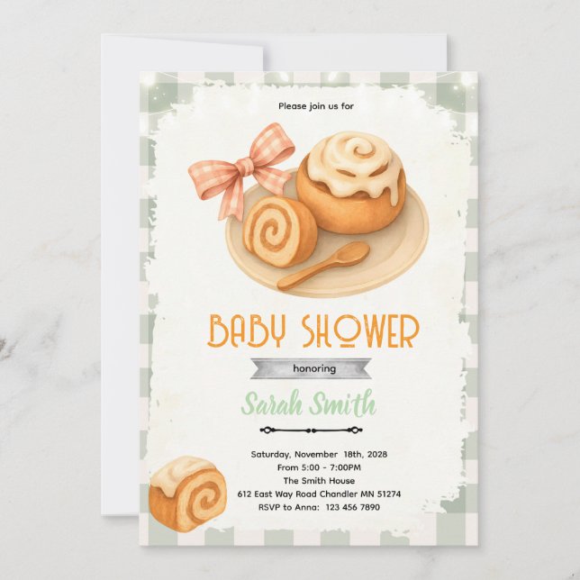 Cinnamon Roll party theme invitation (Front)