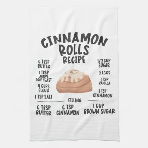 Cinnamon Roll Recipe Tea Towel