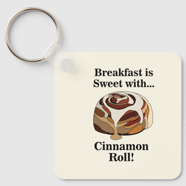 Cinnamon Roll Sweet Bun Breakfast Key Ring (Front)