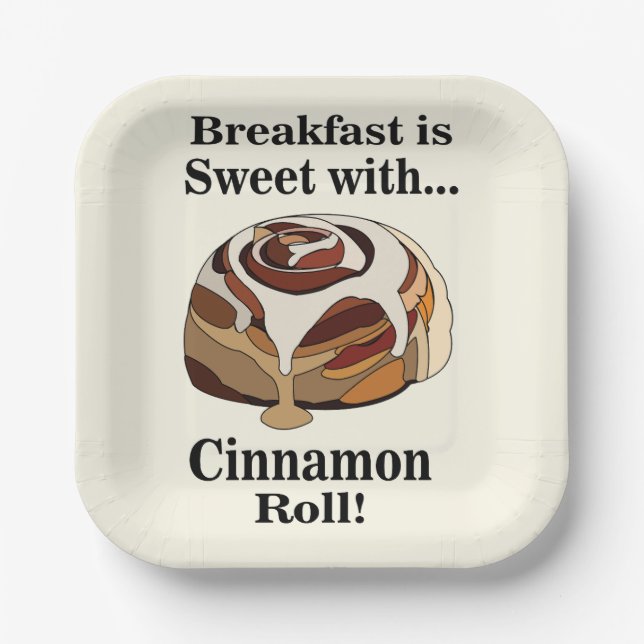 Cinnamon Roll Sweet Bun Breakfast Party Paper Plate (Front)