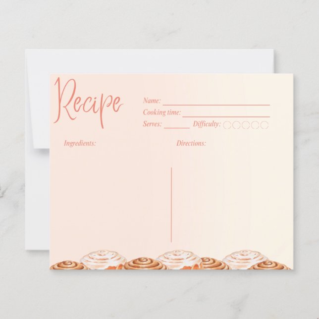 Cinnamon Roll Watercolor Recipe Card (Front)