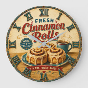 Cinnamon Rolls Coffee & Bakery Rustic Baking Gift Large Clock