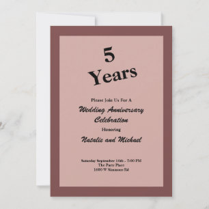 Cinnamon Rose 5th Wedding Anniversary Invitation