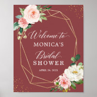 Cinnamon Rose Blush Floral Bridal Shower Sign