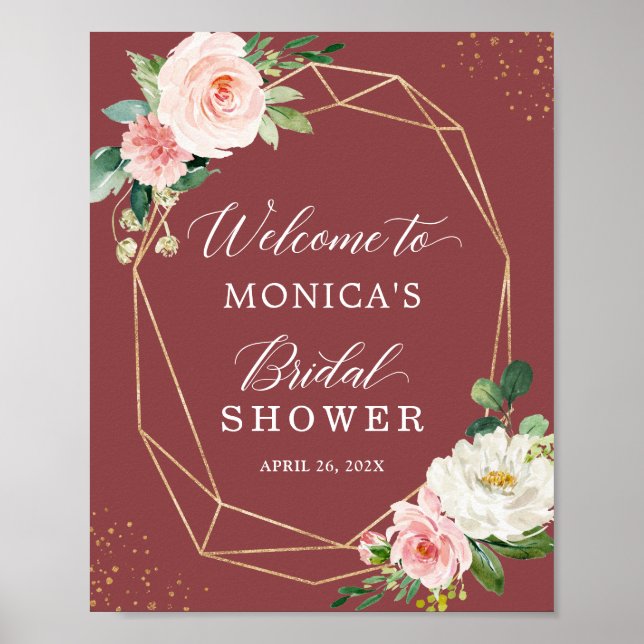 Cinnamon Rose Blush Floral Bridal Shower Sign (Front)