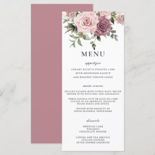 Cinnamon Rose Blush Floral Greenery Wedding Menu