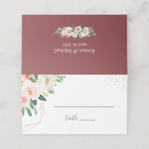 Cinnamon Rose Blush Pink Floral Wedding Place Card