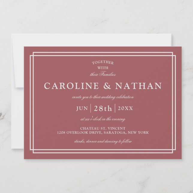 Cinnamon Rose Classic Simple Elegant Frame Wedding Invitation (Front)