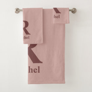 Cinnamon Rose Initial/First/Family Name Bath Towel Set