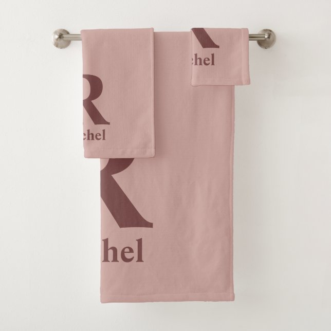Cinnamon Rose Initial/First/Family Name Bath Towel Set (Insitu)