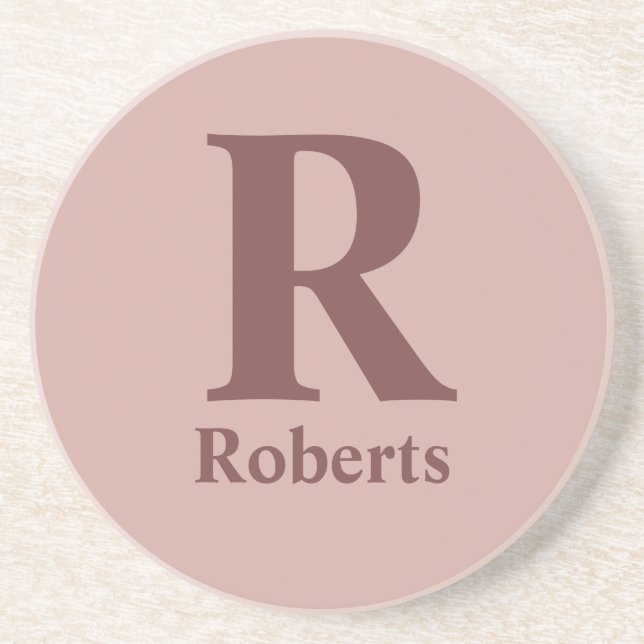 Cinnamon Rose Initial/First/Family Name Coaster (Front)