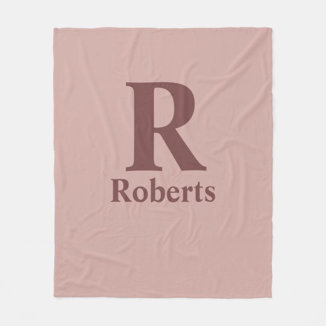 Cinnamon Rose Initial/First/Family Name Fleece Blanket (Front)