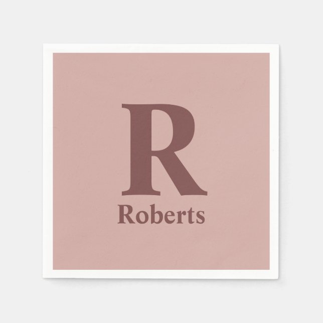 Cinnamon Rose Initial/First/Family Name Napkin (Front)