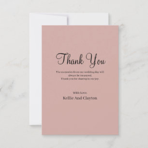 Cinnamon Rose Modern Minimalist Wedding Thank You  Card