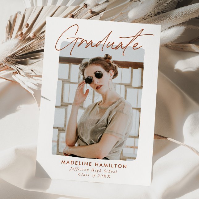 Cinnamon Signature Script Photo Graduation Announcement (Creator Uploaded)