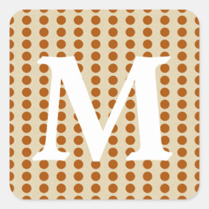 Cinnamon Spice Moods Dots with Monogram Initial Square Sticker