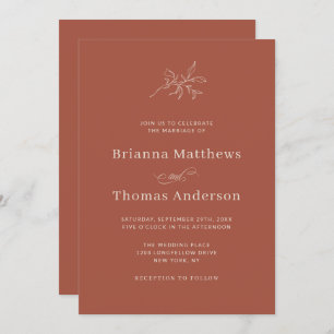 Cinnamon Spice Simple Elegant Fall Wedding Invitation