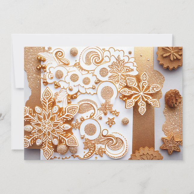 Cinnamon-Spiced Gingerbread Glitter Holiday Card (Front)