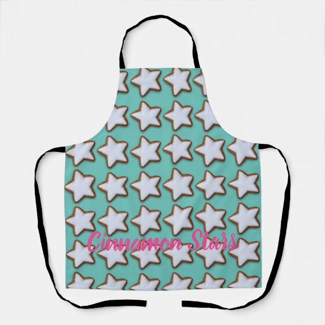Cinnamon Star Cookies Pattern Christmas and Xmas Apron (Front)