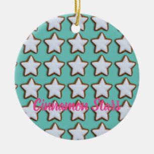 Cinnamon Star Cookies Pattern Christmas and Xmas Ceramic Tree Decoration