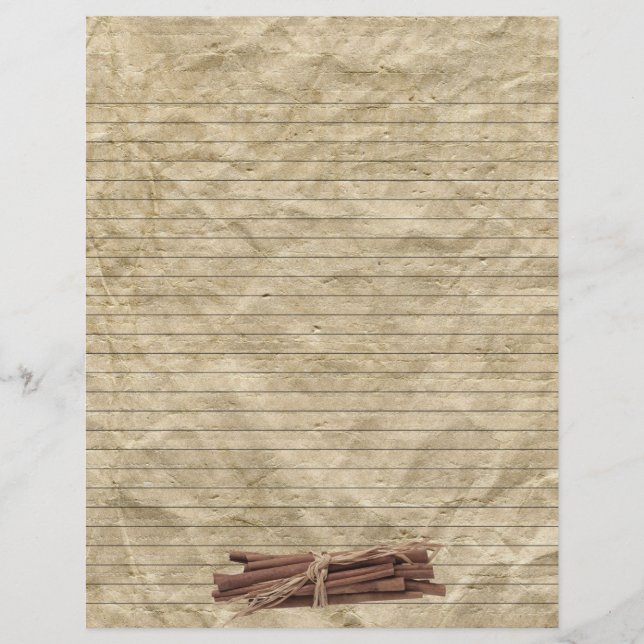 Cinnamon Sticks Crumpled Paper Lined Recipe Pages (Front)