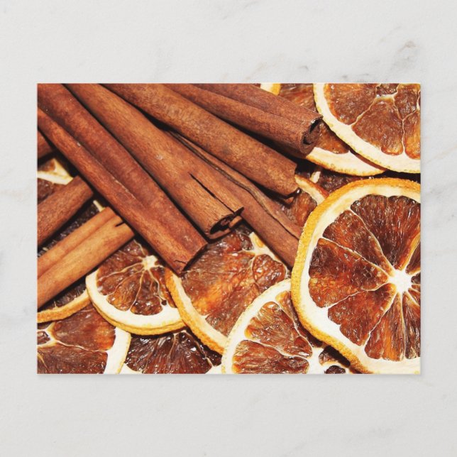 Cinnamon sticks with dried orange slices postcard (Front)