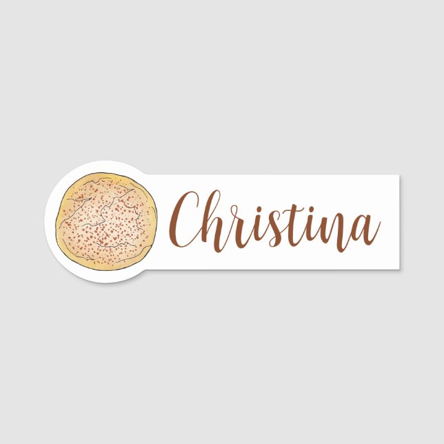 Cinnamon Sugar Snickerdoodle Cookies Bakery Baker Name Tag (Front)