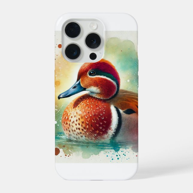 Cinnamon Teal 300724AREF119 - Watercolor iPhone Case (Back)