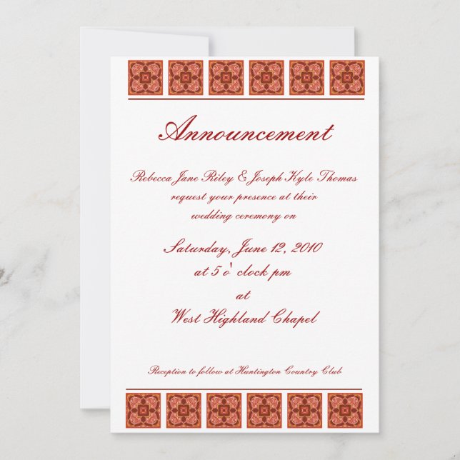Cinnamon Wedding Invitation (Front)