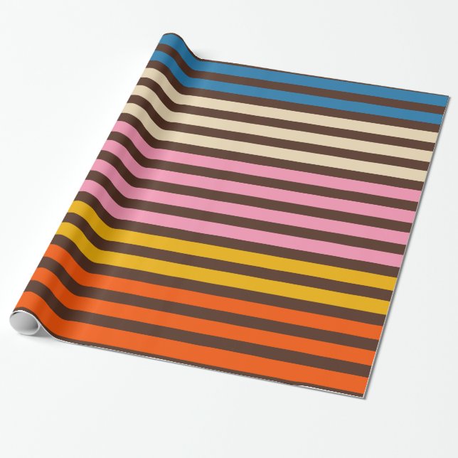 Cinq Stripe Retro Modern Striped Pattern  Wrapping Paper (Unrolled)