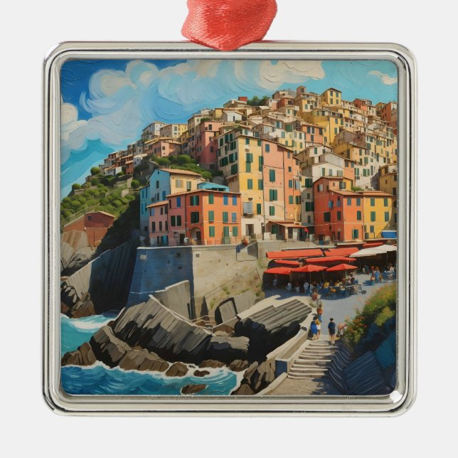 Cinque Terre Art  Metal Tree Decoration (Front)