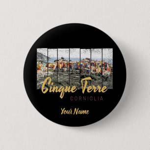 Cinque Terre Corniglia Riomaggiore Italian Vintage 6 Cm Round Badge
