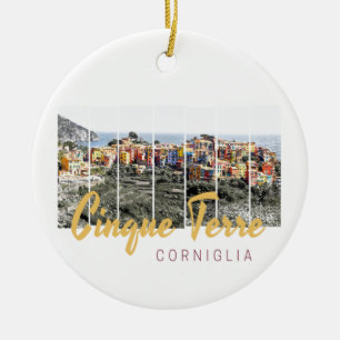 Cinque Terre Corniglia Riomaggiore Italian Vintage Ceramic Tree Decoration