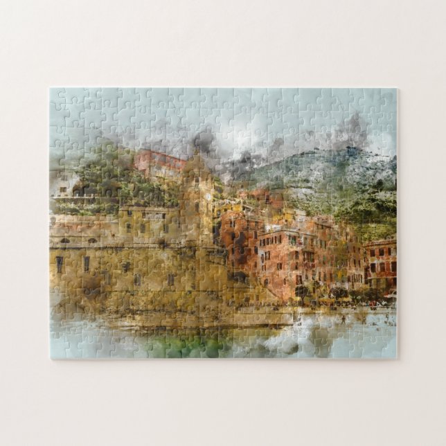 Cinque Terre Italy Beach Amalfi Coast Buildings Jigsaw Puzzle (Horizontal)