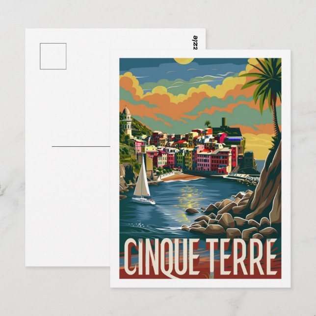 Cinque Terre Italy Famous Vintage Travel Place Postcard (Front/Back)
