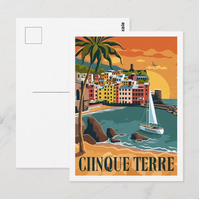 Cinque Terre Italy Famous Vintage Travel Place Postcard (Front/Back)