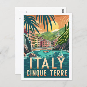 Cinque Terre Italy Famous Vintage Travel Place Postcard