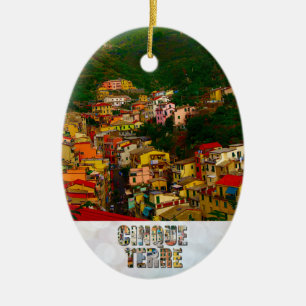Cinque Terre Italy Riomaggiore Photo Ceramic Tree Decoration