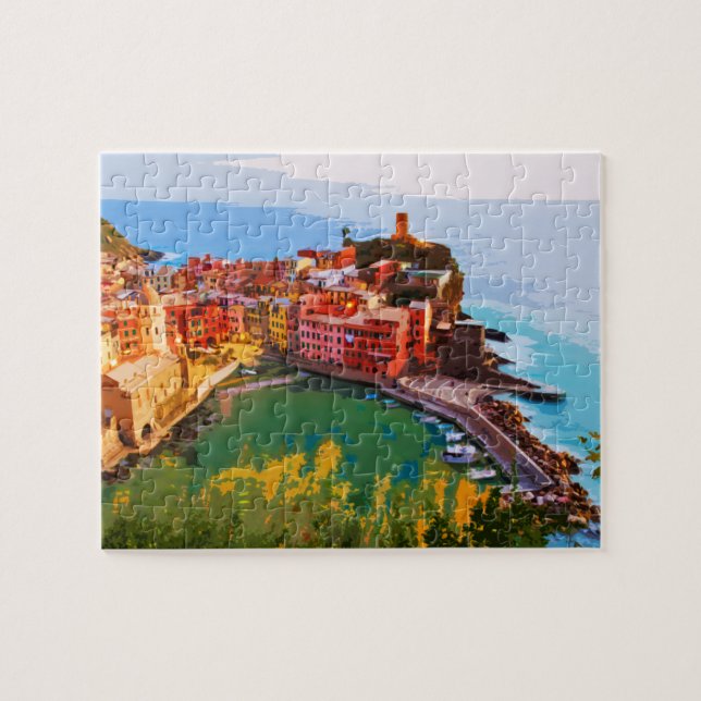 Cinque Terre Italy Summer Travel Postcard Jigsaw Puzzle (Horizontal)