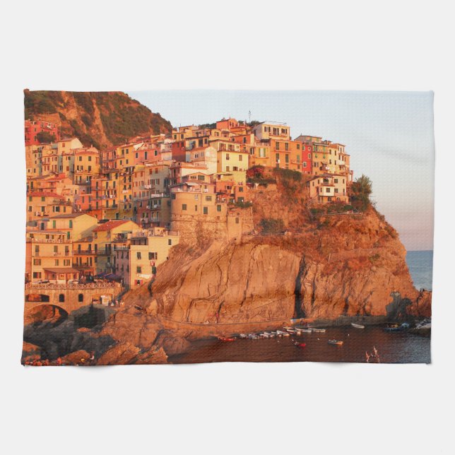 Cinque Terre, Italy Tea Towel (Horizontal)